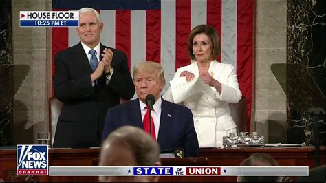 Nancy Pelosi Tears Up President Trumps Speech Script Behind Him As He