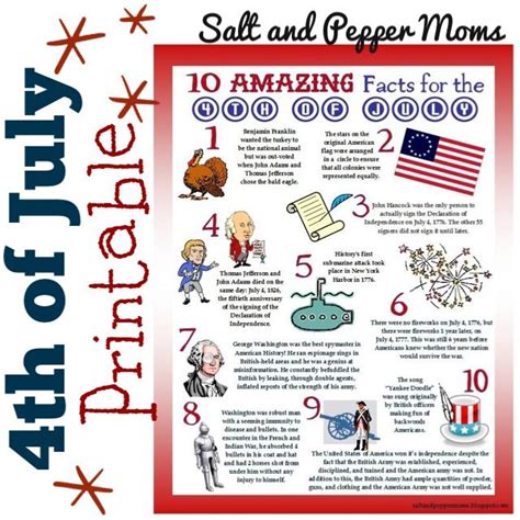 The fourth of july history is truly. Salt and Pepper Moms: Independence Day Trivia Facts for Kids | 4th of july trivia, 4th of july ...