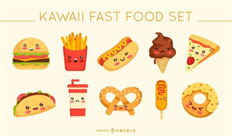 Kawaii Fast Food Collection Vector Download