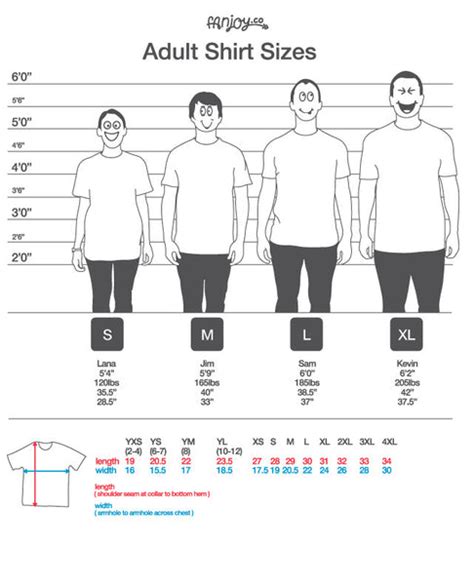 Apparel Size Charts Fanjoy