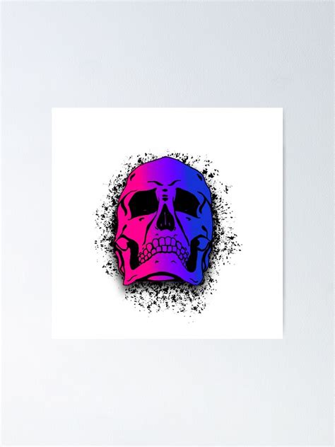 Bi Pride Flag With White Grunge Skull Skeleton Bones Distressed Punk