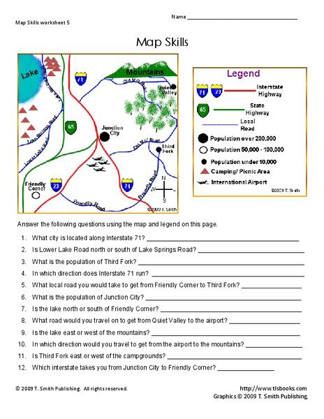 Map Skills Worksheet For 2nd 4th Grade Lesson Planet