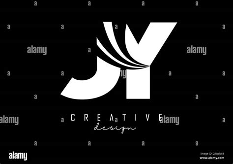 creative white letter jy j y logo with leading lines and road concept design letters with