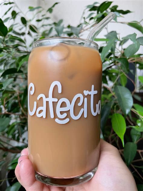 Cafecito Glass Iced Coffee Cup Iced Coffee Mug Beer Can Etsy