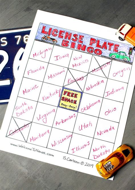 License Plate Bingo Game Welcome To Nanas Free Activities For Kids