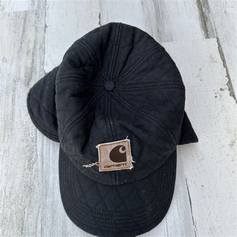 Carhartt Fleece Lined Ear Flaps Black Winter Trapper Hat Cap Size Ml