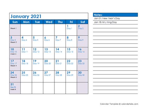 2021 Calendar With Julian Dates Printable