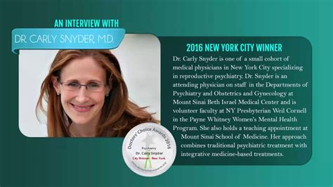 An Interview With New York Psychiatrist Dr Carly Snyder Youtube