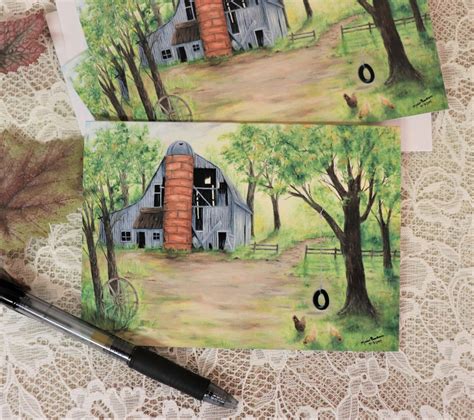 Old Barn With Chickens Note Cards Landscape Note Cards A Set Etsy