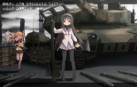 Akemi Homura Combat Vehicle Daizu Sanchi Gun Kaname Madoka Kyuubee Mahou Shoujo Madoka Magica