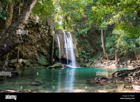 Waterfall In Erawan National Park Kanchanaburi Province Thailand