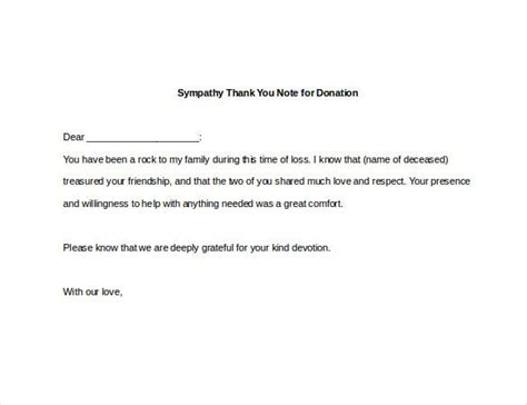 In order to show the donor that their donation is important, you may also want to state the impact of not lying. 4+ Sympathy Thank You Notes - Free Sample, Example, Format Download | Free & Premium Templates