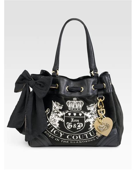 Juicy Couture Velour Heritage Crest Dreamer Bag In Black Lyst