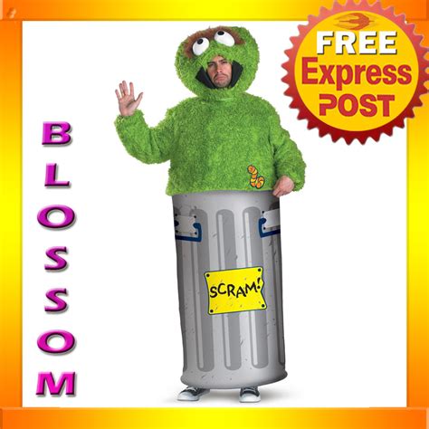 C576 Sesame Street Oscar The Grouch Fancy Dress Party Halloween Adult Costume Ebay