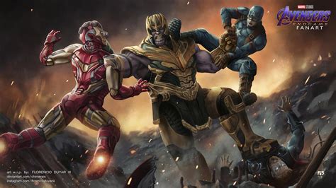 Avengers Endgame Thanos Fighting Captain America Iron Man And Thor