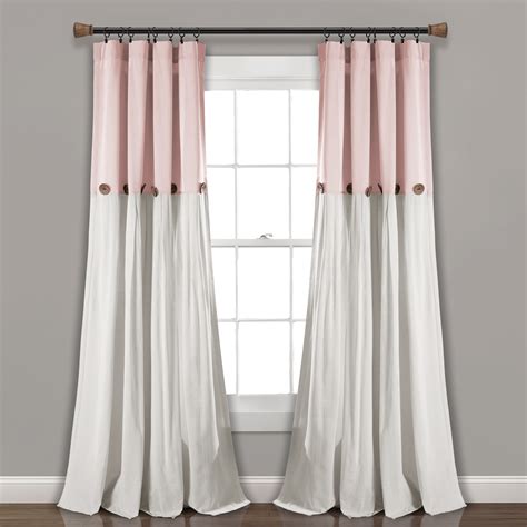 Lush Decor Linen Button Window Curtain Panels Single Blushwhite 40x84