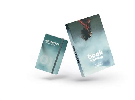 Floating Book Cover And Notebook Free Mockup By On Dribbble