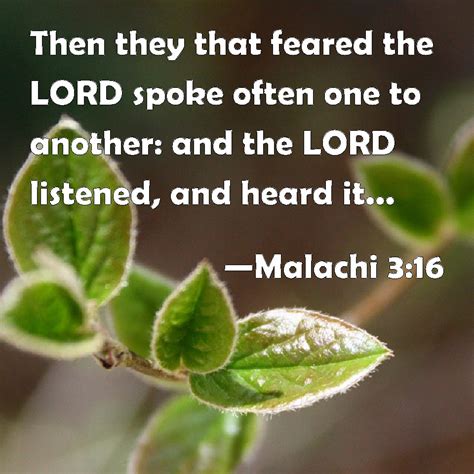 Malachi 316 Then They That Feared The Lord Spoke Often One To Another