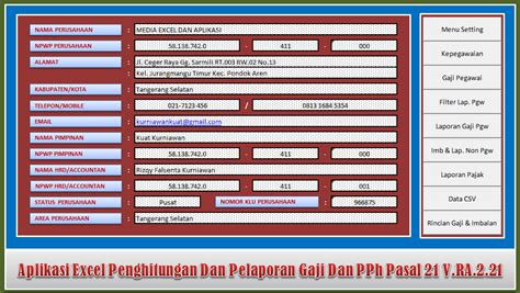 Penghitungan Dan Pelaporan Gaji Dan Pph Terbaru Dengan Aplikasi Excel Gaji Dan Pph V Ra