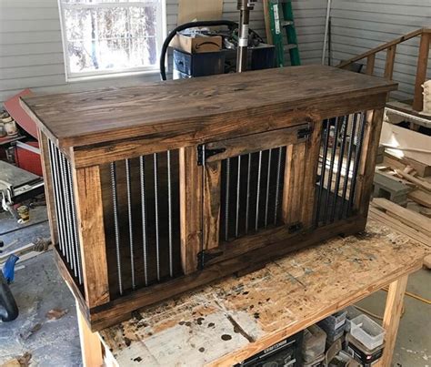 Home Made Rustic Farmhouse Dog Kenneltv Stand Etsy