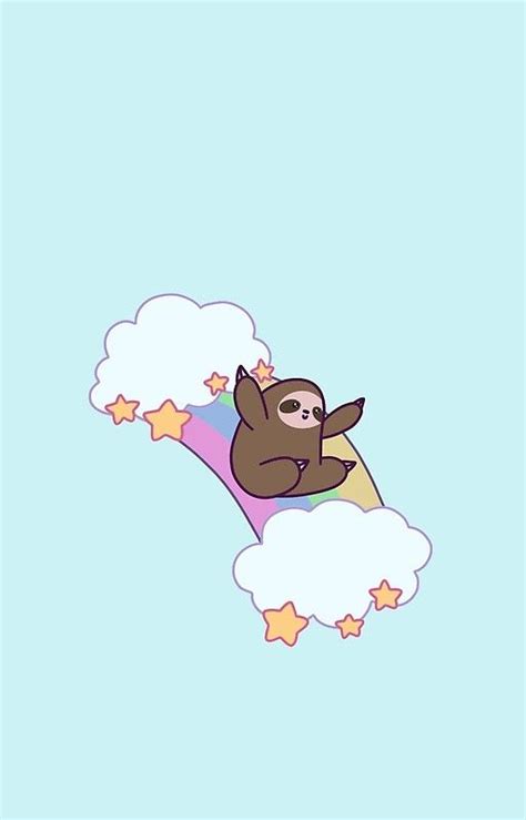 Rainbow Cloud Sloth Cute Screen Savers Cartoon Wallpaper Iphone Sloth