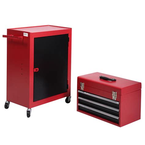 Costway Costway 2pc Mini Tool Chest And Cabinet Storage Box Rolling