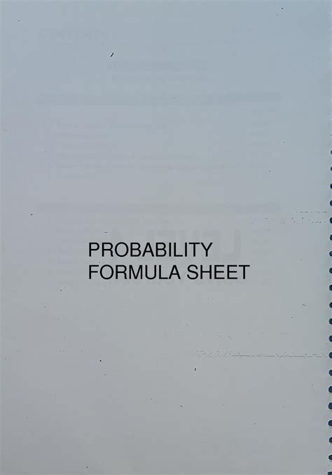 Solution Probability Formula Sheet Studypool