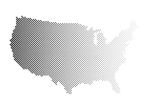 United States Of America Dotted Halftone Map Of Usa Simple Flat