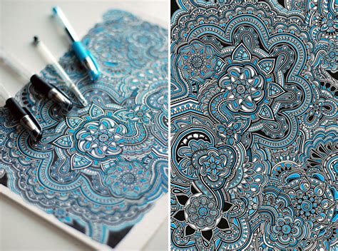 With hexels, you can create complex designs and stunning drawings. Artist Spends Around 40 Hours Making An Intricate Drawing With Blue And Black Pens - PickChur