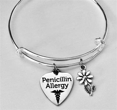 Penicillin Allergy Medical Alert Expandable Charm Bracelet