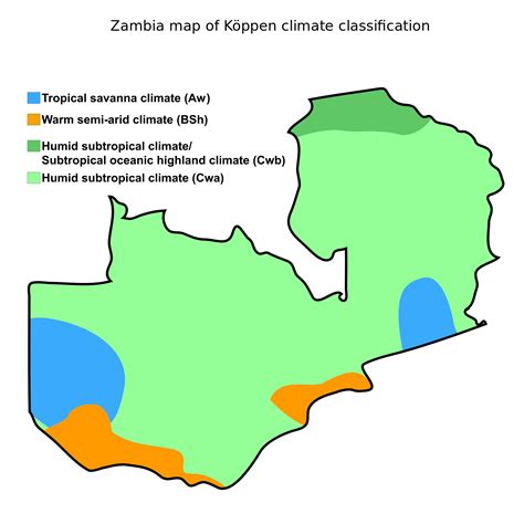 Zambia Map Of Koppen Climate Classification Tropical Savanna Climate