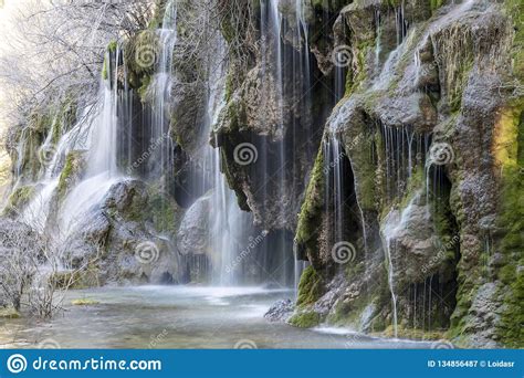 General View Of A Waterfall Taken With Long Exposure Stock Image