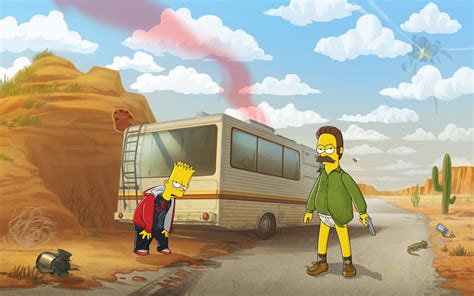The Simpsons Breaking Bad Humor Ned Flanders Bart Simpson Crossover Rv Wallpapers Hd