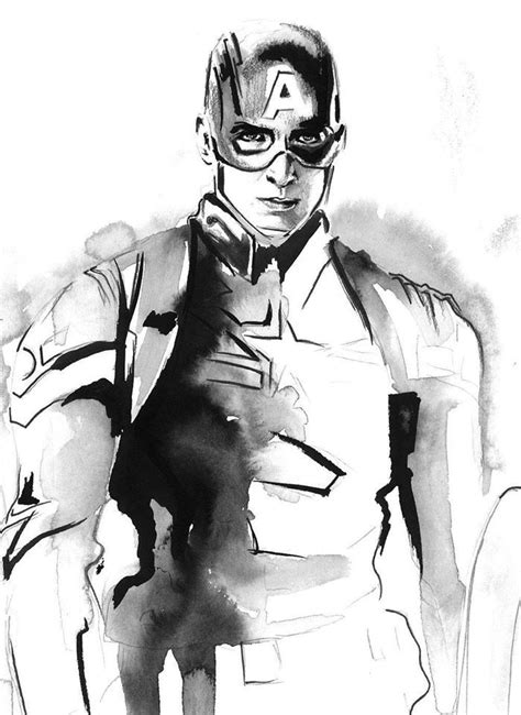Captain america comic art black and white. art Black and White artists watercolor ink comics Captain ...