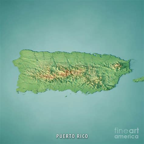 Puerto Rico 3d Render Topographic Map Digital Art By Frank Ramspott