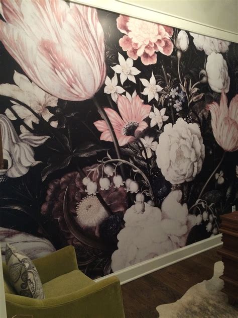 Tnwallpaperhanger Watercolor Wall Mural And Dark Floral