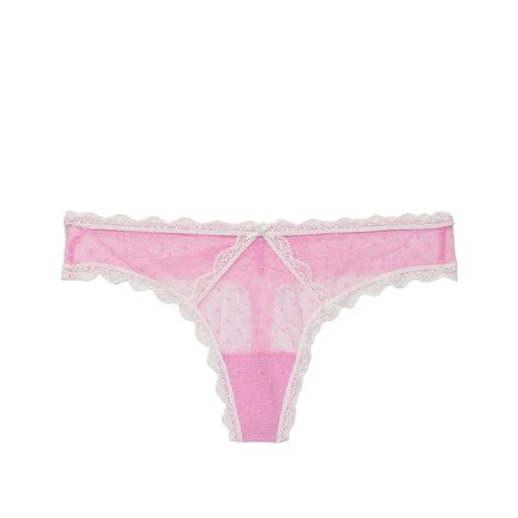 Victoria S Secret Lenjerie Intima Dot Lace Thong Panty L