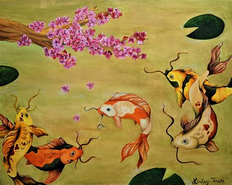 Koi Fish Acrylic Painting Original And Prints Available Etsy Uk