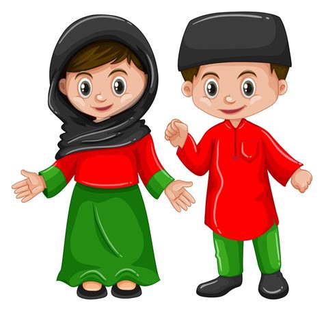 Afghanistan Boy And Girl In Traditional Costume 365367 Vector Art At