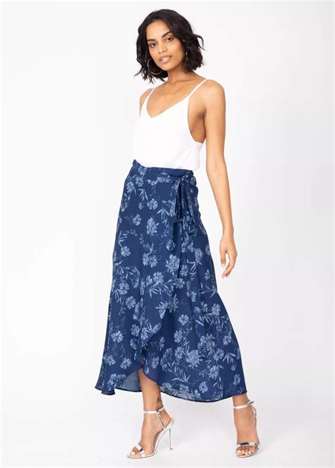 Maxi Wrap Skirt Blue Floral Print Likemary