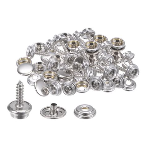 25 Set Screw Snap Fasteners Kit Stainless Steel Snaps Button 15mm Dia