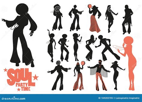 Soul Dance Clipart Collection Set Of Soul Funk Or Disco Dancers