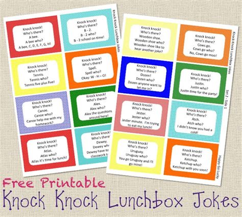 Knock Knock Jokes Lunch Box Notes Free Printable