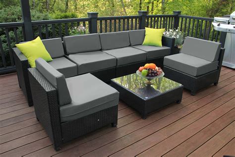 Mcombo Aluminum Outdoor Patio Furniture Sectional Set Black Wicker Sofa