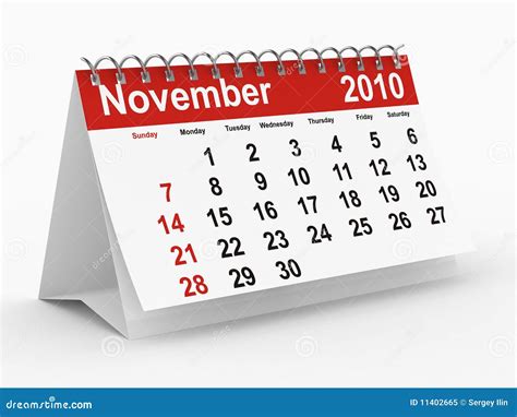 2010 Year Calendar November Stock Illustration Illustration Of