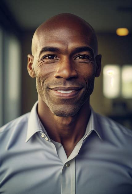 Premium Photo Portrait Of A Smile Handsome African American Man In
