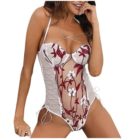 Odeerbi Women S Lingerie Bodysuit Set Teddy Lingeries 2024 Valentine S Day Sexy Lingerie Lace