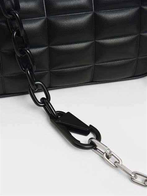 Black Quilted Chain Shoulder Bag Charles And Keith Tw