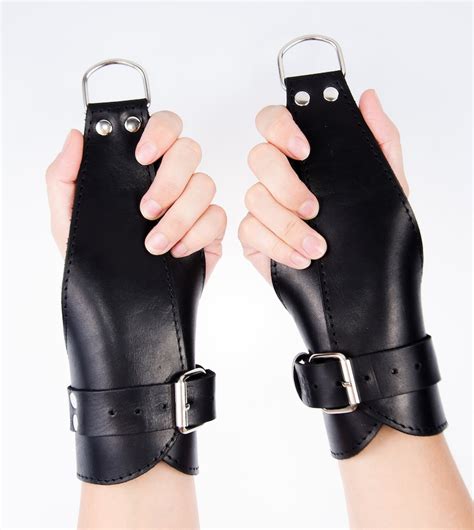 bdsm leather cuffs on the wrist durable bondage cuffs etsy