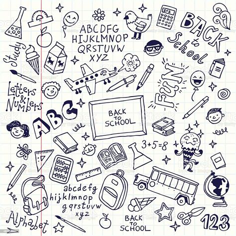 Vector Illustration Of School Doodles In Notebook Stock Illustration